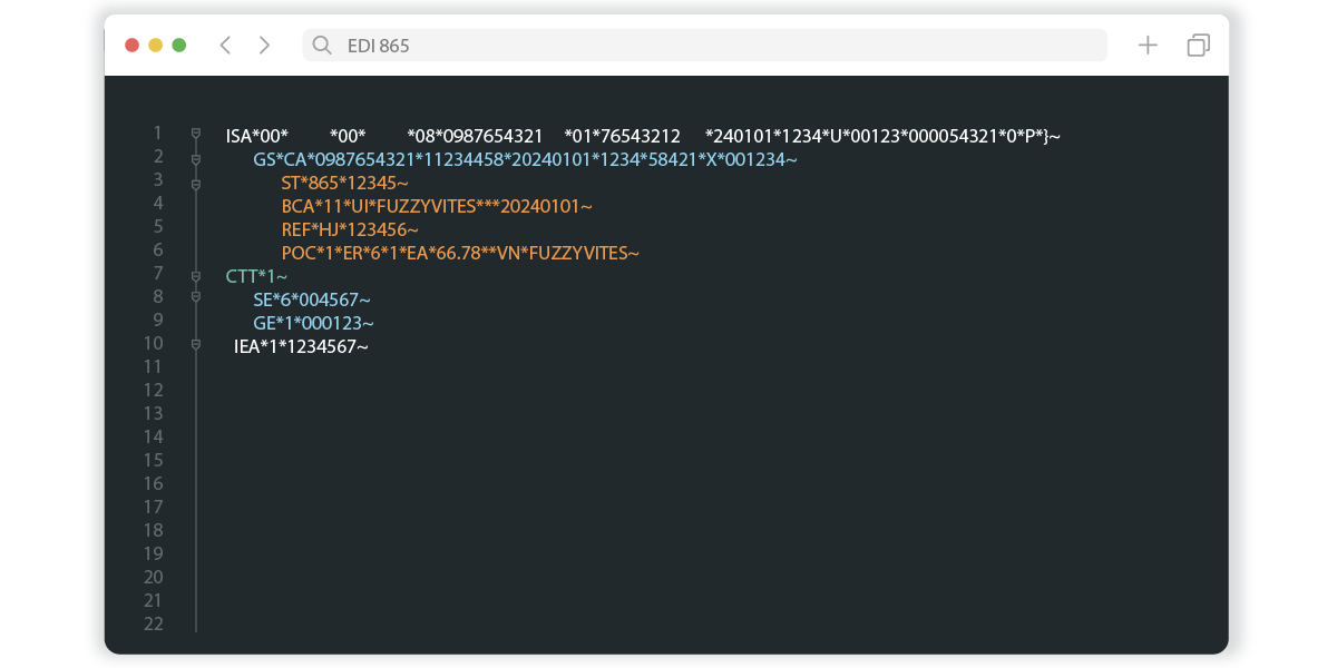 The EDI 865 format by SPS Commerce