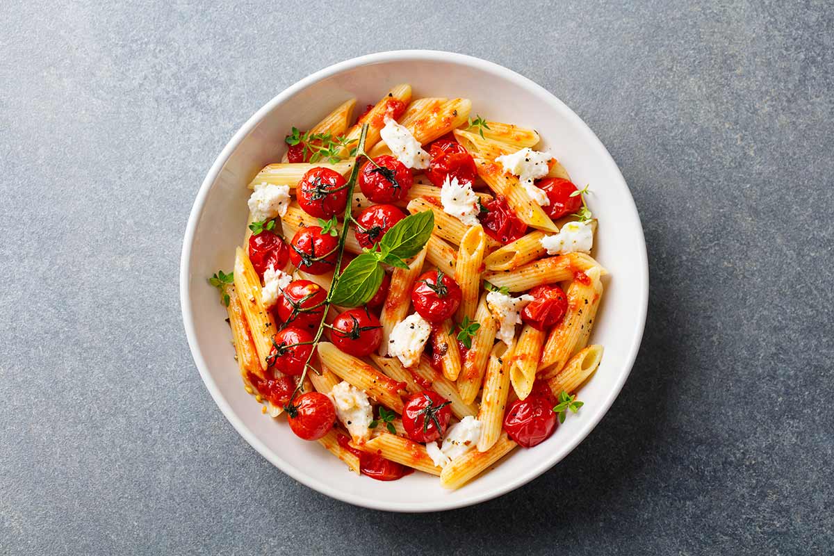 Pasta with Tomatoes in bowl